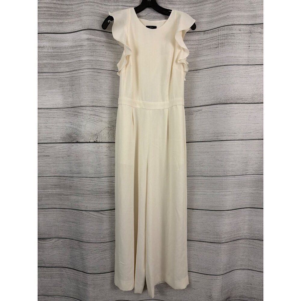 J. Crew Ruffle-Sleeve Cream Jumpsuit With Open Back Size 6